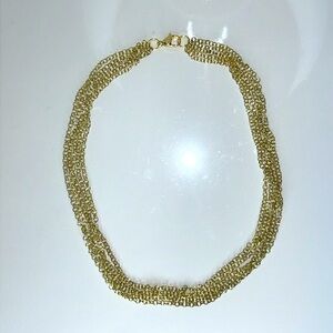 Hand Crafted 5 Strand Gold Over Stainless Steel Necklace Versatile Boho